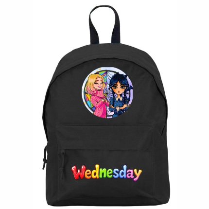Ghiozdan pentru scoala, Wednesday, 38×28 cm, Negru, GS036