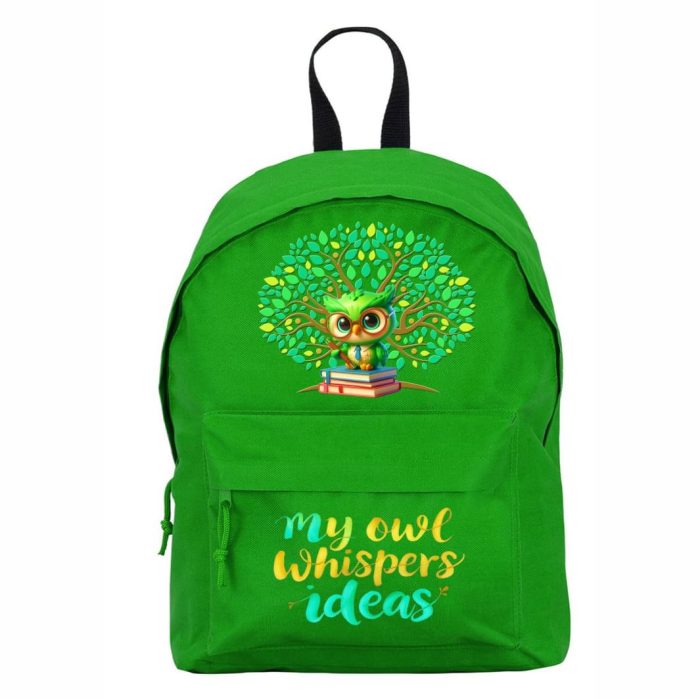 Ghiozdan pentru scoala, Bufnita verde, 38×28 cm, Verde, GS058 - imagine 1