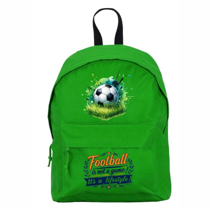 Ghiozdan pentru scoala, Fotbal, 38×28 cm, Verde, GS063 - imagine 1