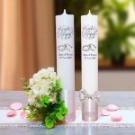 Set Lumanari, Nunta de Argint, Personalizate, 2 Bucati, Alb, 35 cm, LNAG003 - imagine 2