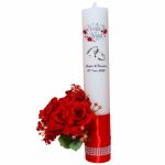 Set Lumanari, Nunta de Argint, Personalizate, 2 Bucati, Rosu, 35 cm, LNAG004 - imagine 4