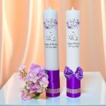 Set Lumanari, Nunta de Argint, Personalizate, 2 Bucati, Mov, 35 cm, LNAG005 - imagine 2