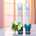 Set Lumanari, Nunta de Argint, Personalizate, 2 Bucati, Verde, 35 cm, LNAG007 - imagine 2