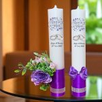 Set Lumanari, Nunta de Argint, Personalizate, 2 Bucati, Mov, 35 cm, LNAG008 - imagine 2