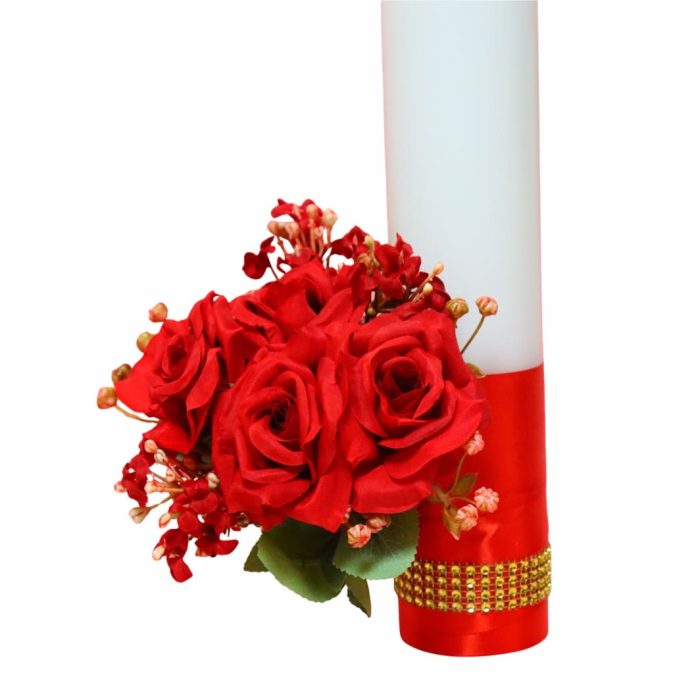 Set Lumanari, Nunta de Aur, Personalizate, 2 Bucati, Rosu, 35 cm, LNAU004 - imagine 3