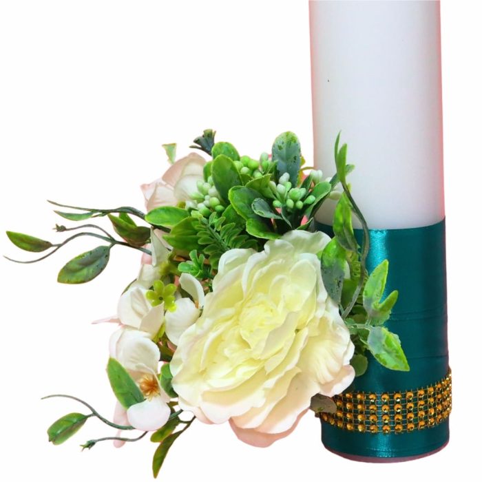 Set Lumanari, Nunta de Aur, Personalizate, 2 Bucati, Verde, 35 cm, LNAU010 - imagine 3