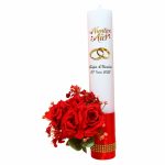 Set Lumanari, Nunta de Aur, Personalizate, 2 Bucati, Rosu, 35 cm, LNAU004 - imagine 4