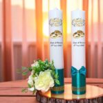 Set Lumanari, Nunta de Aur, Personalizate, 2 Bucati, Verde, 35 cm, LNAU011 - imagine 2