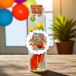 Marturie de Botez, Personalizata, Flori Uscate, Portocaliu, MBFS003 - imagine 3