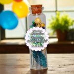 Marturie de Botez, Personalizata, Flori Uscate, Albastru, MBFS006 - imagine 3