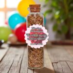 mărturie botez semințe de flori în sticluță cu dop de plută