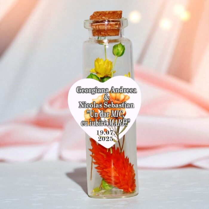 Marturie de Nunta, Personalizata, Flori Uscate, Portocaliu, MFN005 - imagine 2