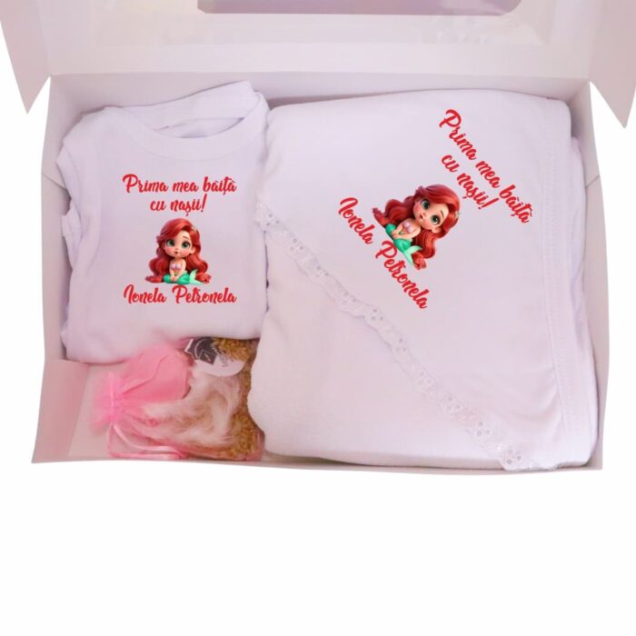 Set Prima mea baita cu Nasii, Alb, Mica Sirena, Bumbac, SPB19 - imagine 2