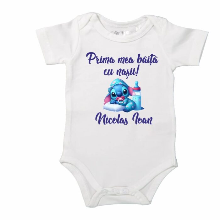 Set Prima mea baita cu Nasii, Alb, Stitch, Bumbac, SPB21 - imagine 4