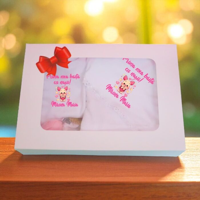 Set Prima mea baita cu Nasii, Alb, Porcusorul Piglet, Bumbac, SPB26 - imagine 3