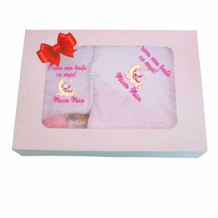 Set Prima mea baita cu Nasii, Alb, Stitch Girl, Bumbac, SPB31 - imagine 1
