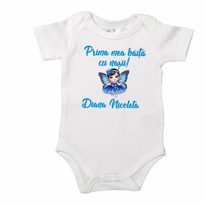 Set Prima mea baita cu Nasii, Alb, Fetita Fluture, Bumbac, SPB39 - imagine 4