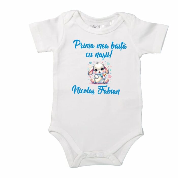 Set Prima mea baita cu Nasii, Alb, Bebe Iepuras, Bumbac, SPB44 - imagine 4