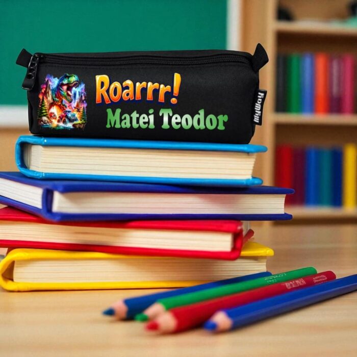 Penar Personalizat, Scoala, Dinozaur, 22x7x6,5cm, PNSC009 - imagine 2