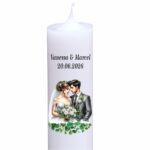 Lumanare personalizata nunta accente verzi