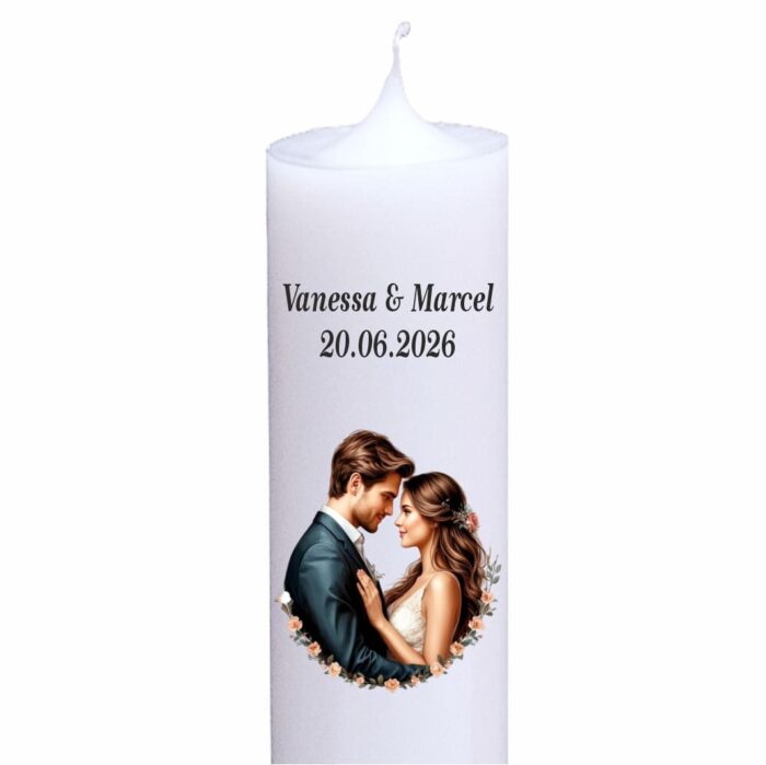 Lumanare personalizata nunta flori portocalii