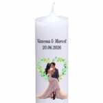 Lumanare personalizata nunta miri inima verde