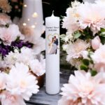 Lumanare personalizata nunta miri ghirlanda florala