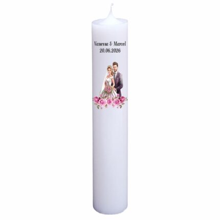 Lumanare personalizata nunta miri trandafiri roz