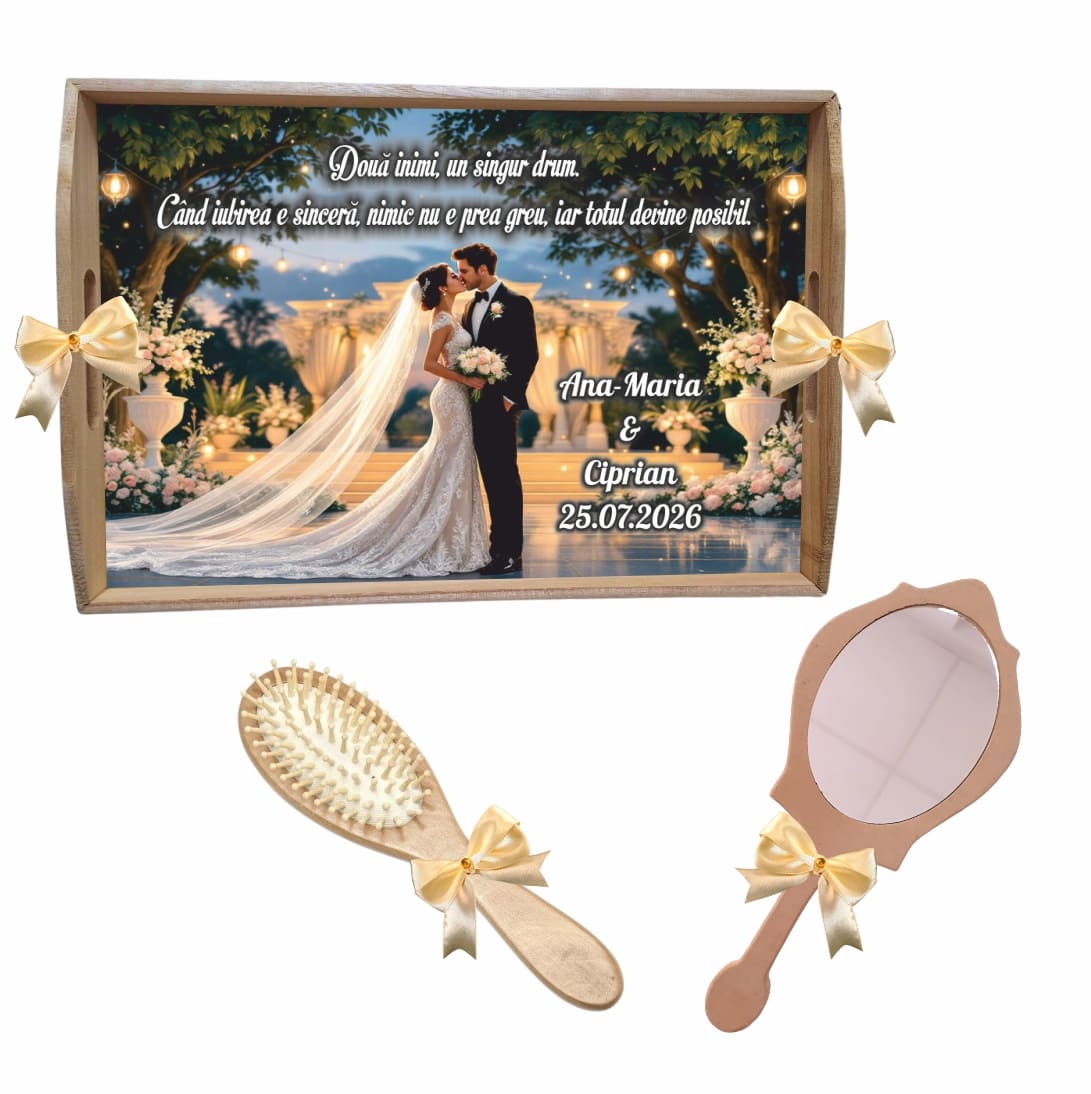 Set gatit mireasa accente crem