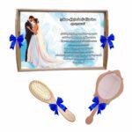 Set gatit mireasa personalizat fundite albastre