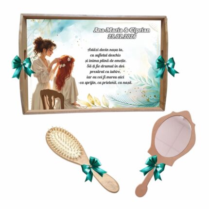 Set gatit mireasa personalizat verde
