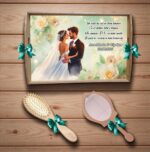 Set gatit mireasa personalizat verde trandafiri