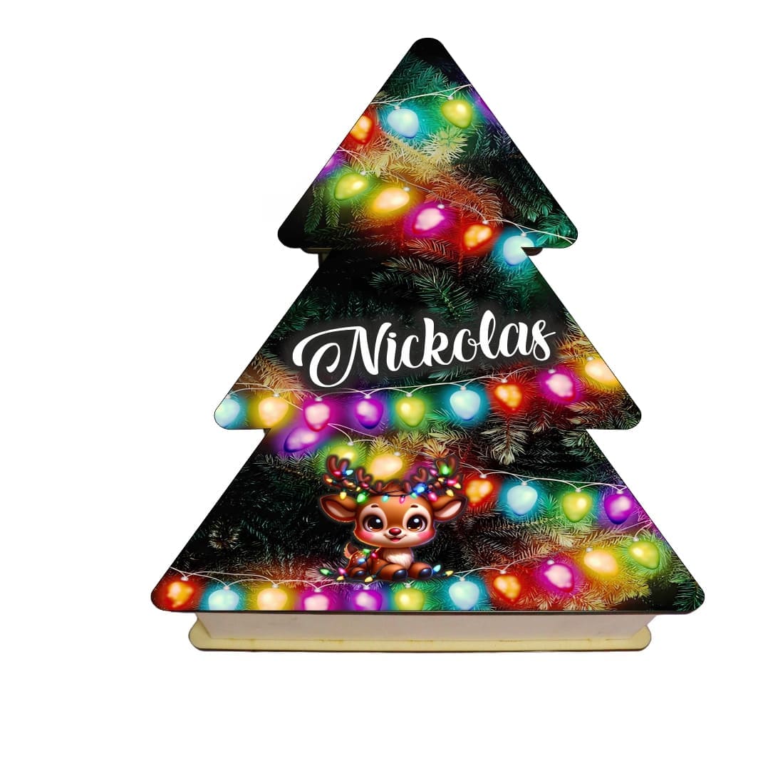 cutie dulciuri craciun brad lumini colorate