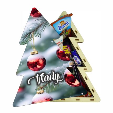 cutie dulciuri craciun brad rosu argintiu