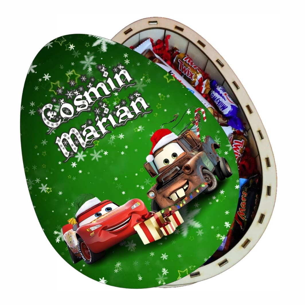 cutie dulciuri craciun ou kinder cars