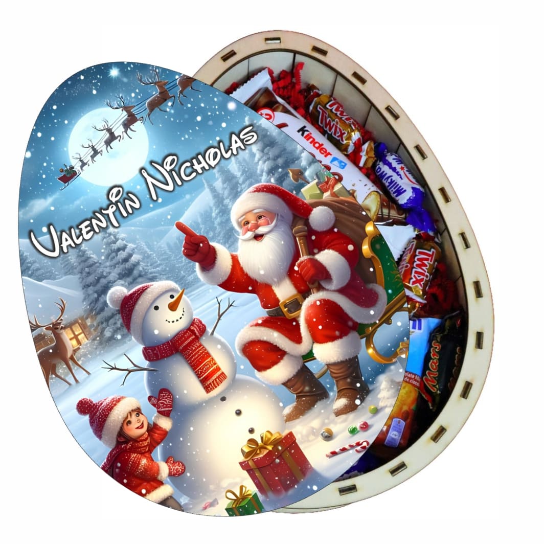 cutie dulciuri craciun ou kinder mos iarna