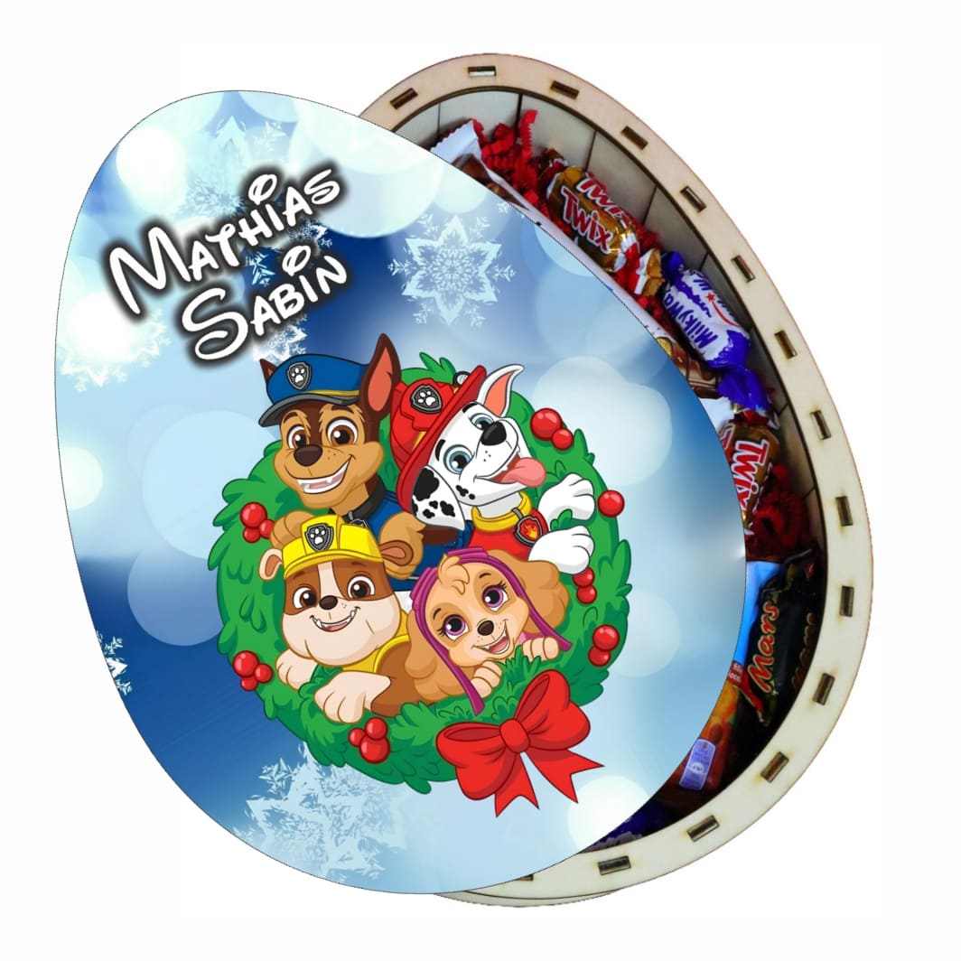 cutie dulciuri craciun ou kinder pawpatrol albastru