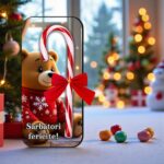 felicitare acadea craciun ursulet rosu