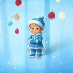 figurina lemn craciun baietel albastru