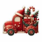 figurina lemn craciun camion cadouri