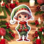 figurina lemn craciun elf baiat