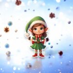 figurina lemn craciun elf fetita