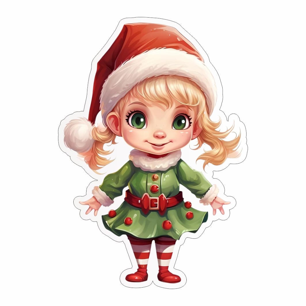 figurina lemn craciun fetita elf verde