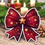 figurina lemn craciun funda rosie stele