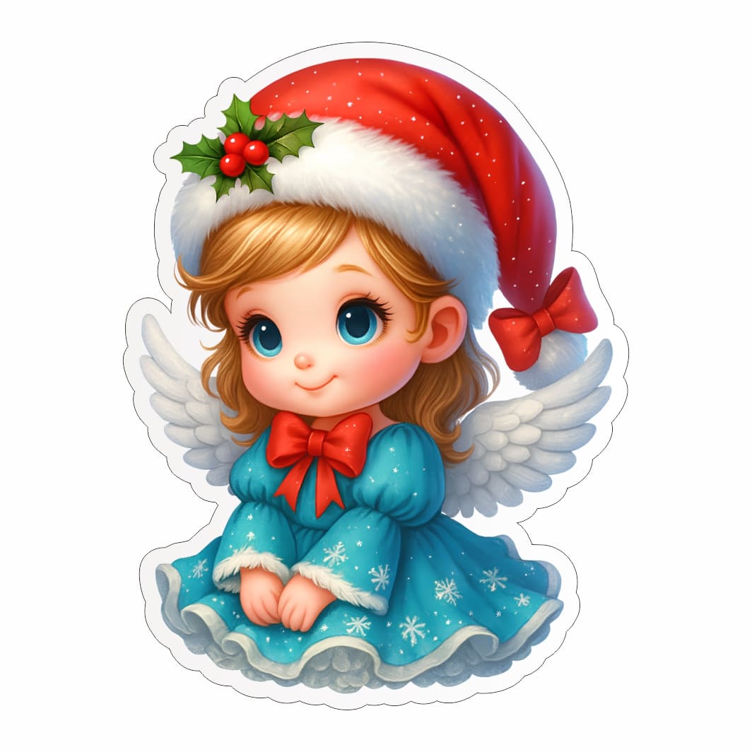 figurina lemn craciun inger fetita albastra