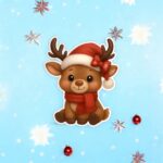 figurina lemn craciun ren fular rosu