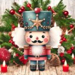 figurina lemn craciun spargator nuci albastru