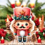 figurina lemn craciun spargator nuci rosu