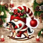 figurina lemn craciun spiridus cal