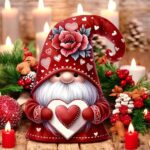 figurina lemn craciun spiridus inima